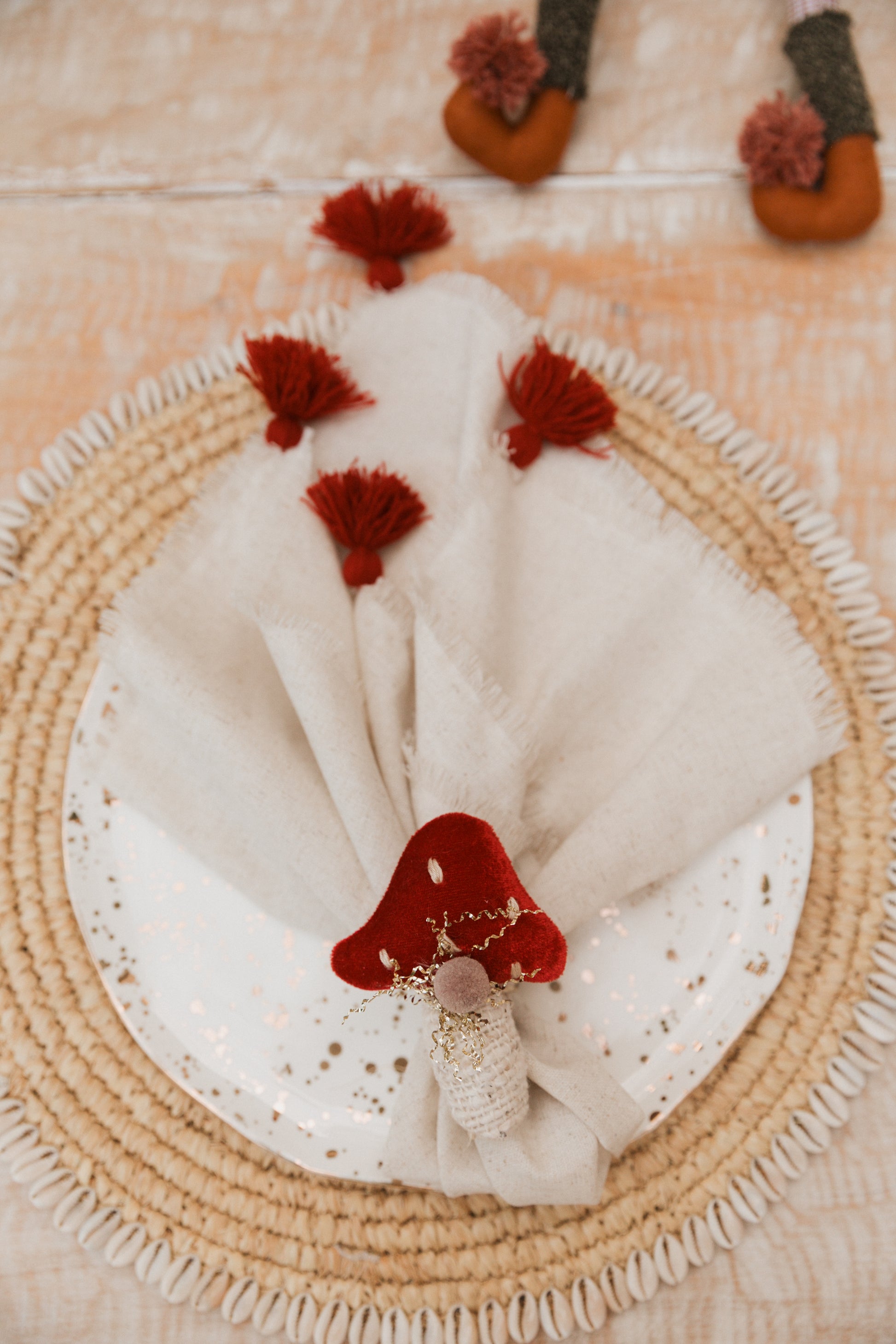 Servilleta lino Borlas