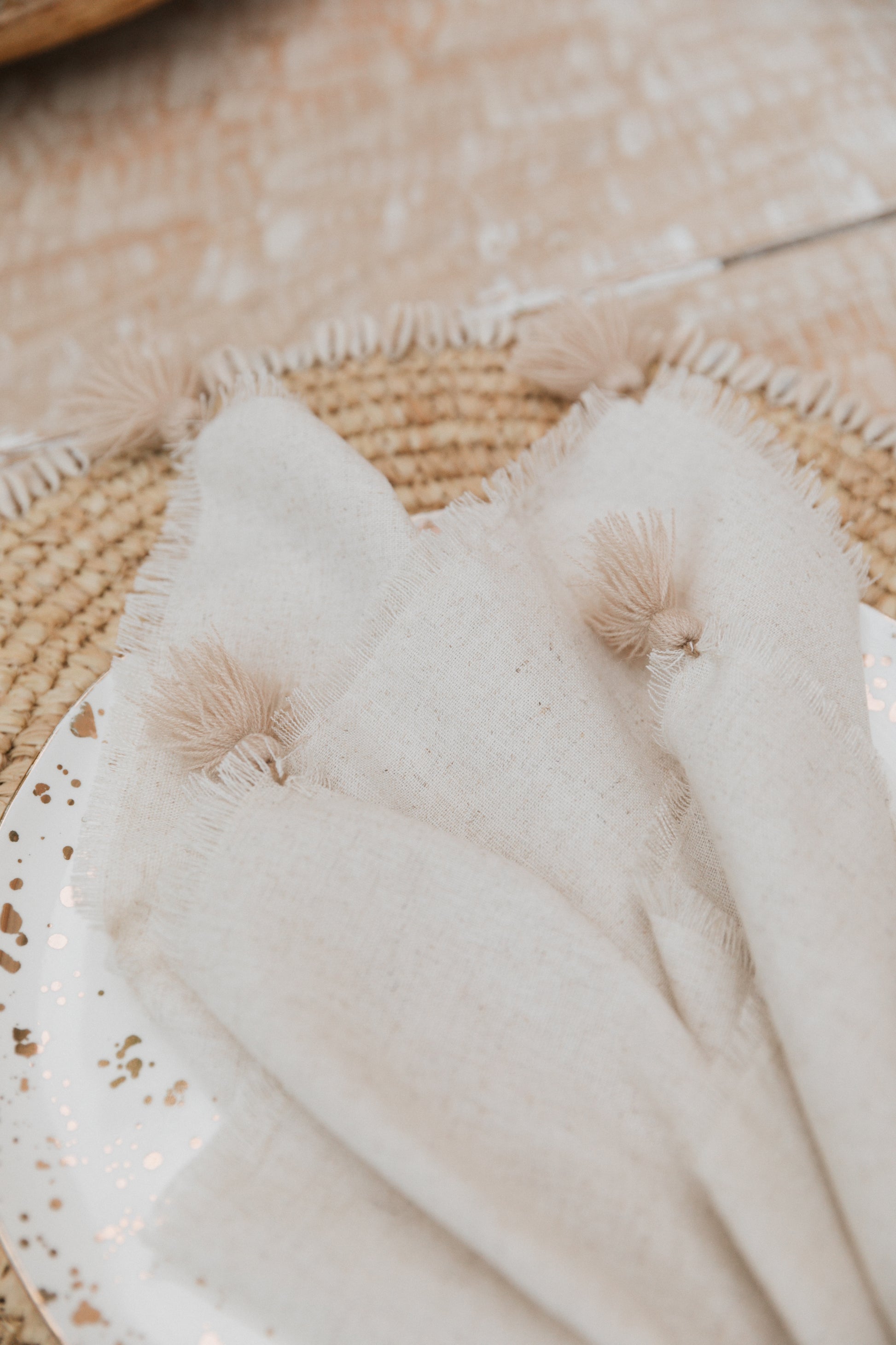 Servilleta lino Borlas