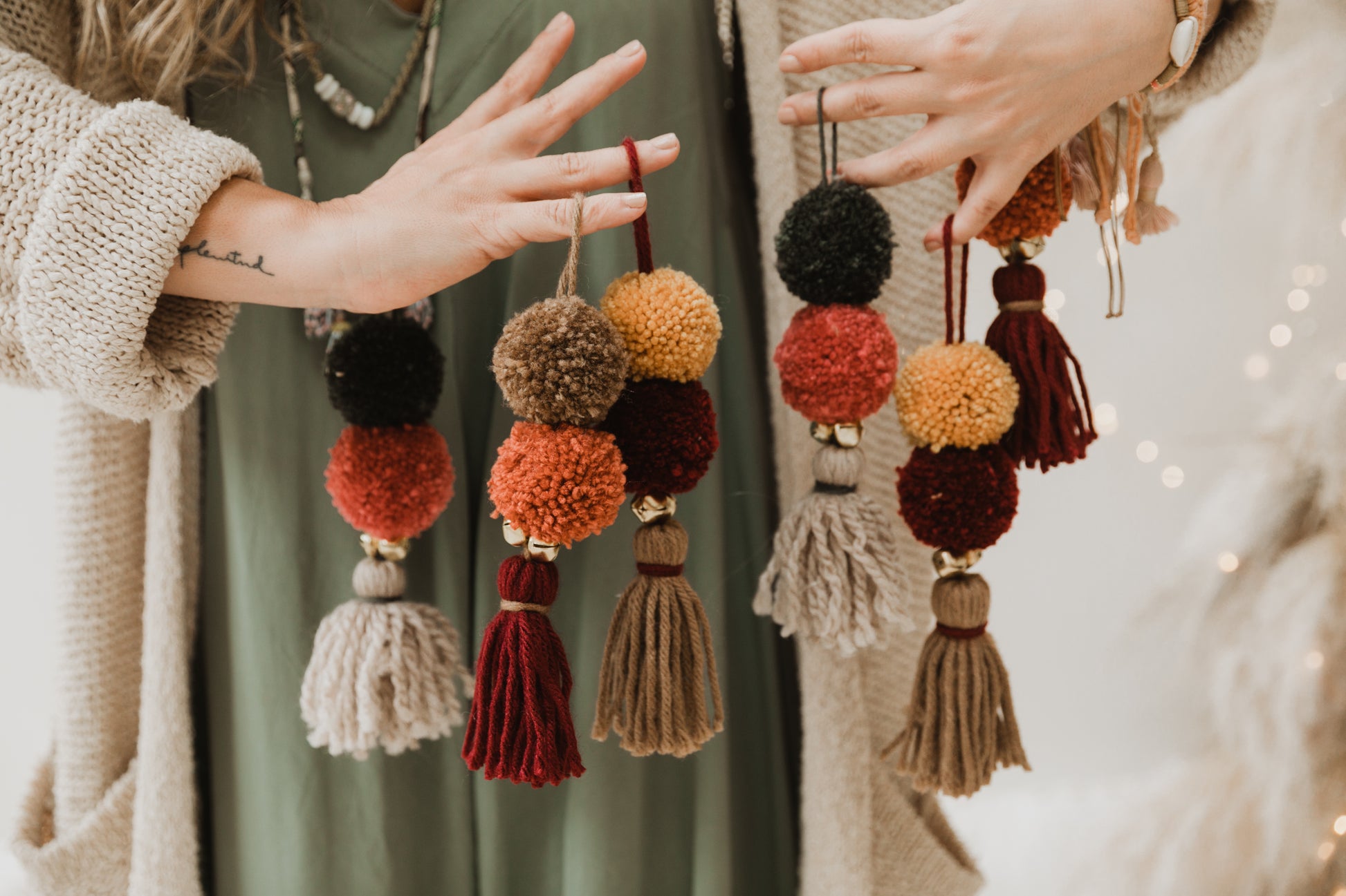 Adorno pompones y borlas x6